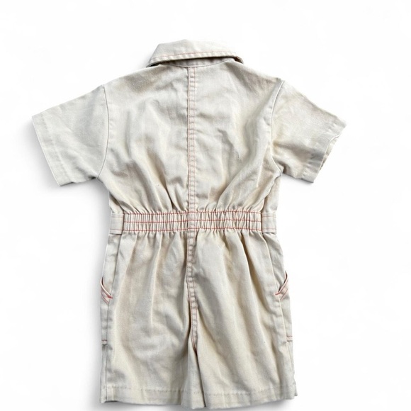 Vintage Kids Beige Button-Up Romper - Picture 2 of 4